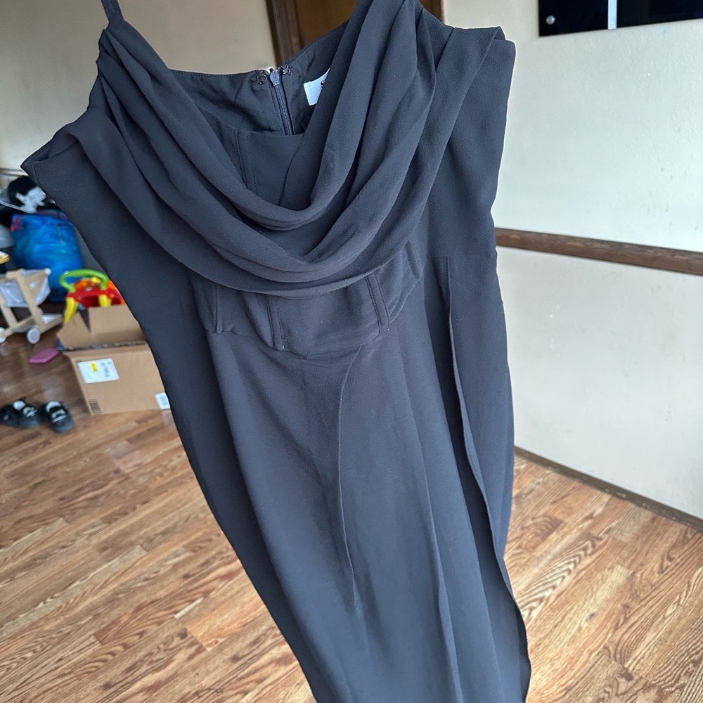 Elegant Black Cowl Neck Dress